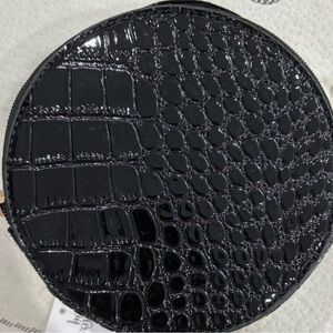 Black Crocodile Embossed Round Small Bag
